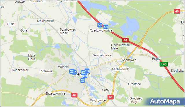 mapa Gościejowice, Gościejowice na mapie Targeo