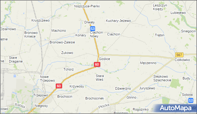 mapa Goślice, Goślice na mapie Targeo