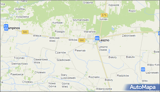 mapa Grądki gmina Leszno, Grądki gmina Leszno na mapie Targeo