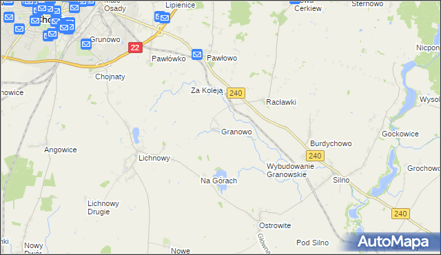 mapa Granowo gmina Chojnice, Granowo gmina Chojnice na mapie Targeo