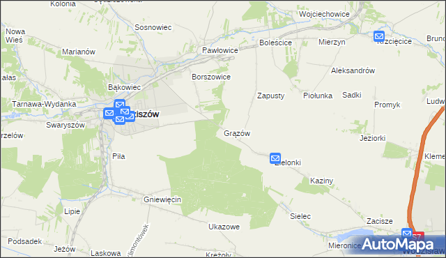 mapa Grązów, Grązów na mapie Targeo