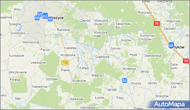 mapa Grębosze, Grębosze na mapie Targeo