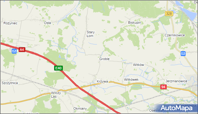 mapa Groble gmina Chojnów, Groble gmina Chojnów na mapie Targeo