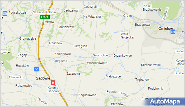 mapa Grocholice gmina Sadowie, Grocholice gmina Sadowie na mapie Targeo