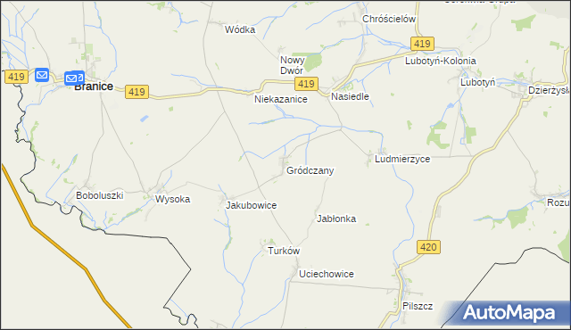 mapa Gródczany, Gródczany na mapie Targeo