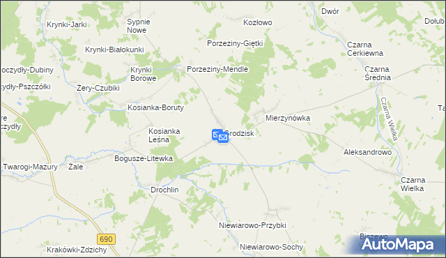 mapa Grodzisk powiat siemiatycki, Grodzisk powiat siemiatycki na mapie Targeo