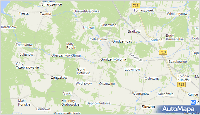 mapa Grudzeń-Kolonia, Grudzeń-Kolonia na mapie Targeo