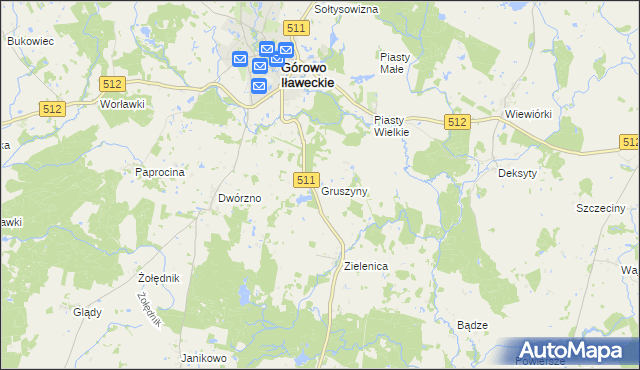 mapa Gruszyny, Gruszyny na mapie Targeo