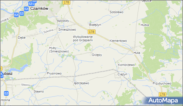 mapa Grzępy, Grzępy na mapie Targeo