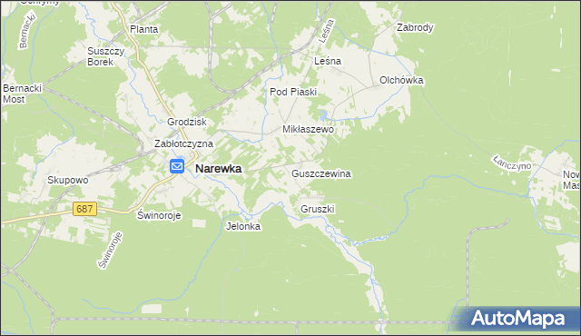 mapa Guszczewina, Guszczewina na mapie Targeo