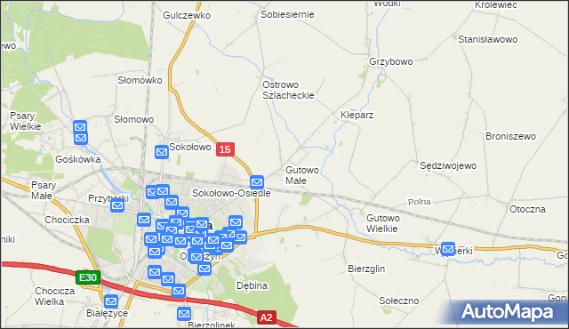 mapa Gutowo Małe, Gutowo Małe na mapie Targeo