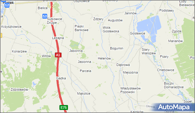 mapa Helenów gmina Głowno, Helenów gmina Głowno na mapie Targeo