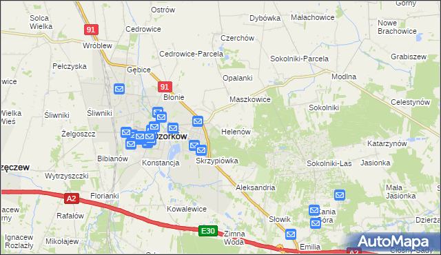 mapa Helenów gmina Ozorków, Helenów gmina Ozorków na mapie Targeo