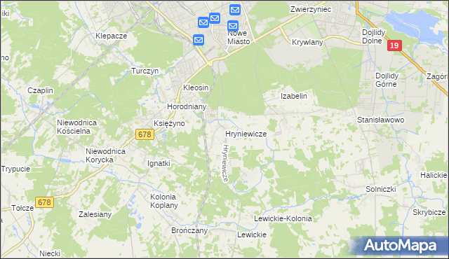 mapa Hryniewicze, Hryniewicze na mapie Targeo