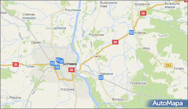 mapa Iwno gmina Wińsko, Iwno gmina Wińsko na mapie Targeo