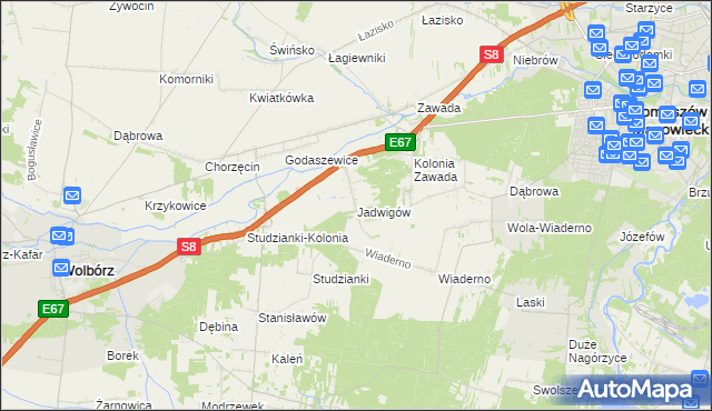 mapa Jadwigów gmina Tomaszów Mazowiecki, Jadwigów gmina Tomaszów Mazowiecki na mapie Targeo