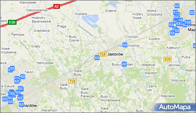 mapa Jaktorów-Kolonia, Jaktorów-Kolonia na mapie Targeo