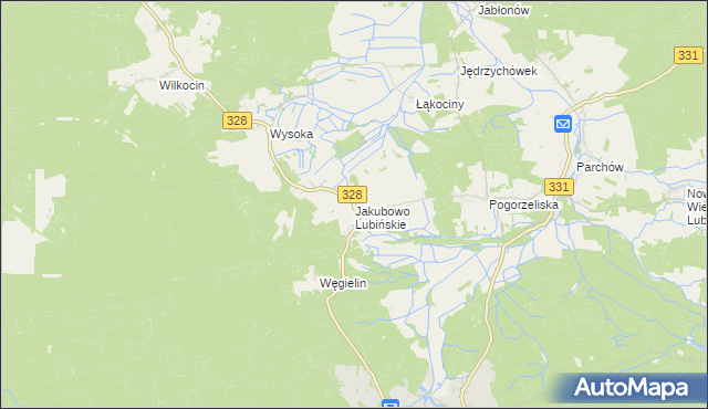 mapa Jakubowo Lubińskie, Jakubowo Lubińskie na mapie Targeo