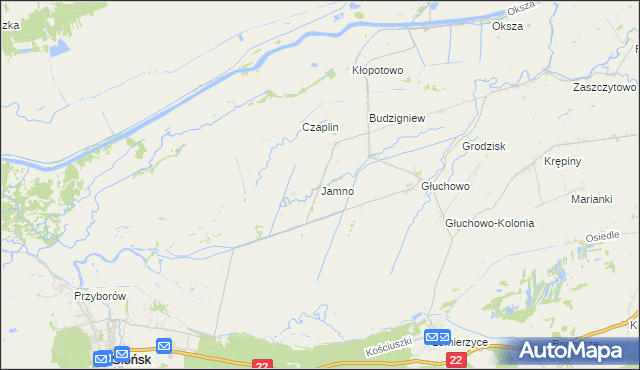 mapa Jamno gmina Słońsk, Jamno gmina Słońsk na mapie Targeo