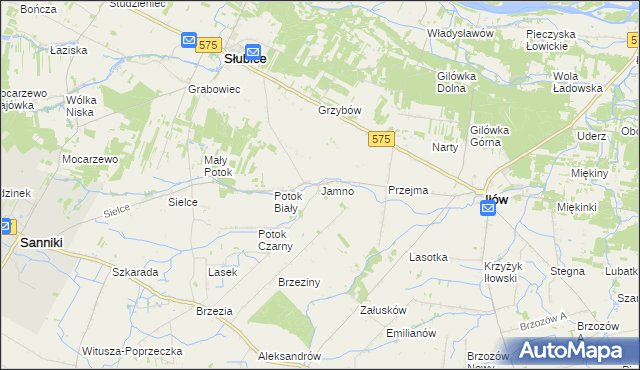 mapa Jamno gmina Słubice, Jamno gmina Słubice na mapie Targeo