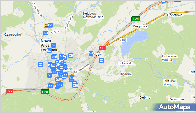 mapa Jamy gmina Nowa Wieś Lęborska, Jamy gmina Nowa Wieś Lęborska na mapie Targeo