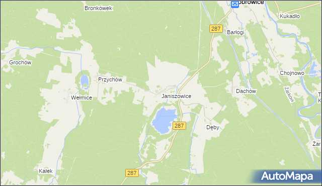 mapa Janiszowice gmina Bobrowice, Janiszowice gmina Bobrowice na mapie Targeo
