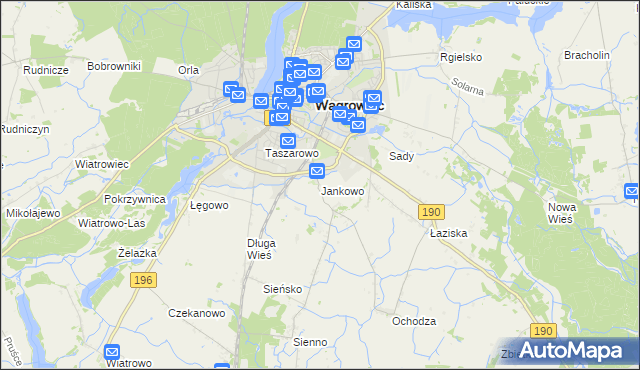 mapa Jankowo gmina Wągrowiec, Jankowo gmina Wągrowiec na mapie Targeo