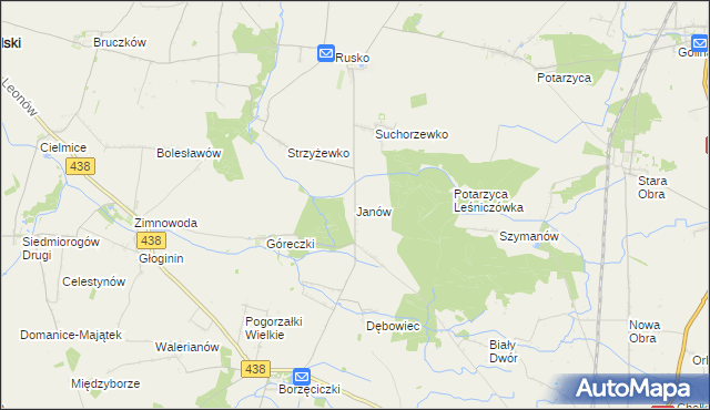 mapa Janów gmina Jaraczewo, Janów gmina Jaraczewo na mapie Targeo