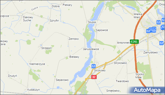 mapa Januszewice gmina Granowo, Januszewice gmina Granowo na mapie Targeo