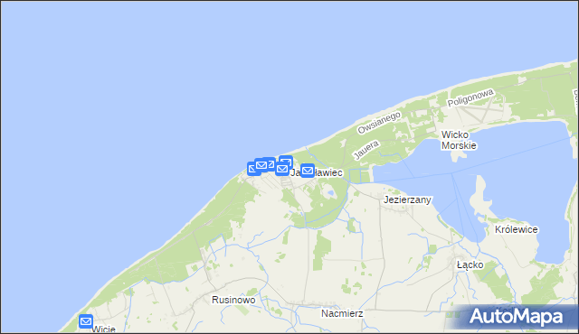 mapa Jarosławiec gmina Postomino, Jarosławiec gmina Postomino na mapie Targeo