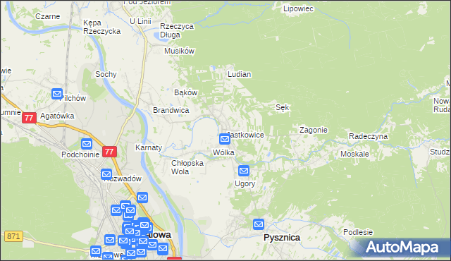 mapa Jastkowice, Jastkowice na mapie Targeo