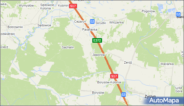 mapa Jaworów gmina Żyrzyn, Jaworów gmina Żyrzyn na mapie Targeo