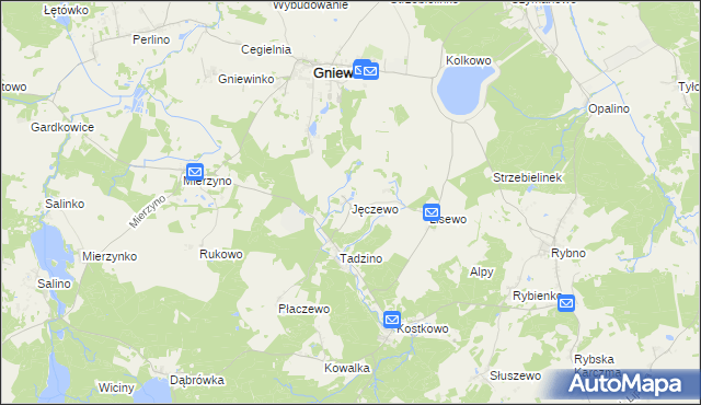 mapa Jęczewo, Jęczewo na mapie Targeo