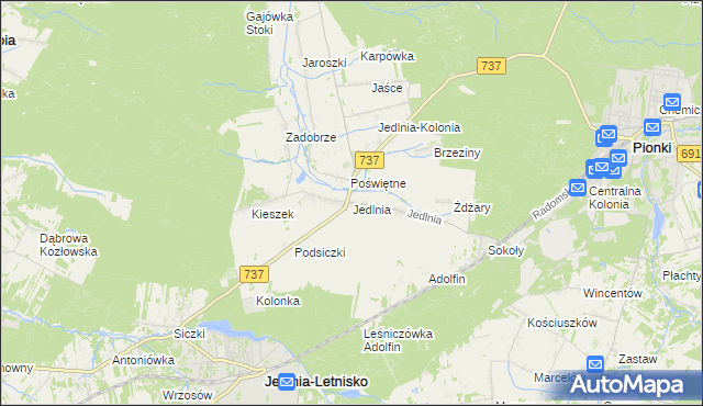 mapa Jedlnia, Jedlnia na mapie Targeo