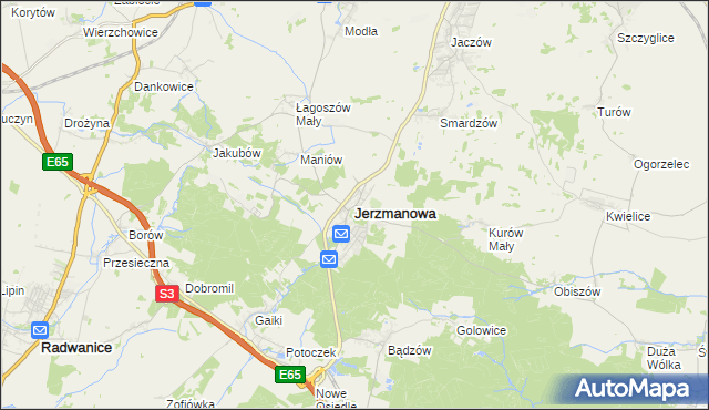 mapa Jerzmanowa, Jerzmanowa na mapie Targeo