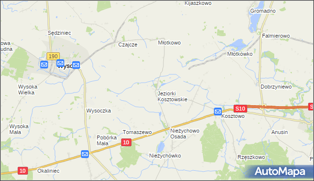 mapa Jeziorki Kosztowskie, Jeziorki Kosztowskie na mapie Targeo