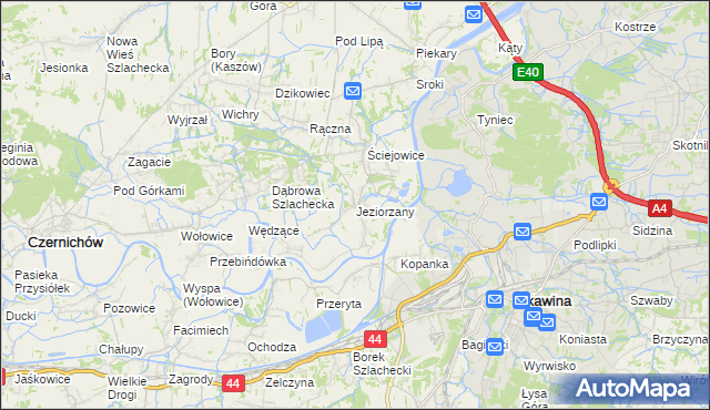 mapa Jeziorzany gmina Liszki, Jeziorzany gmina Liszki na mapie Targeo