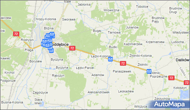 mapa Józefka gmina Poddębice, Józefka gmina Poddębice na mapie Targeo