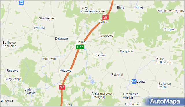 mapa Józefowo gmina Strzegowo, Józefowo gmina Strzegowo na mapie Targeo