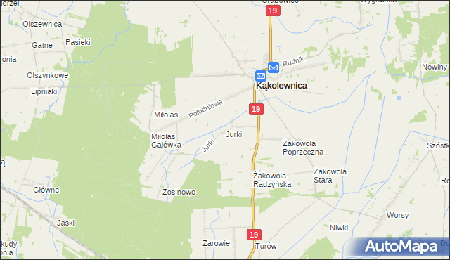 mapa Jurki gmina Kąkolewnica, Jurki gmina Kąkolewnica na mapie Targeo