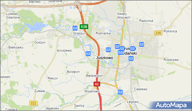 mapa Juszkowo, Juszkowo na mapie Targeo