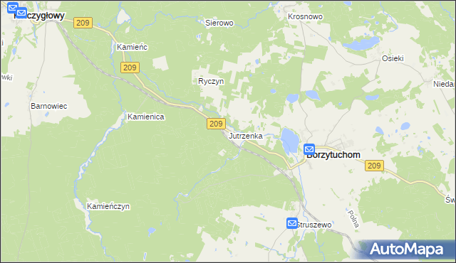 mapa Jutrzenka gmina Borzytuchom, Jutrzenka gmina Borzytuchom na mapie Targeo