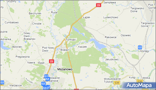 mapa Kaczek, Kaczek na mapie Targeo