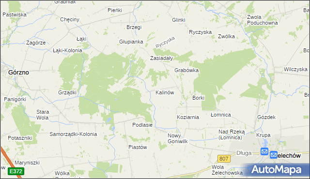 mapa Kalinów gmina Żelechów, Kalinów gmina Żelechów na mapie Targeo