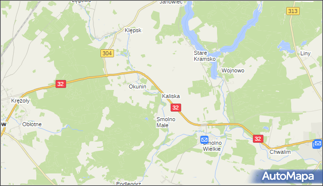 mapa Kaliska gmina Kargowa, Kaliska gmina Kargowa na mapie Targeo