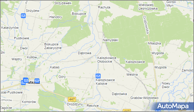 mapa Kaliszkowice Ołobockie, Kaliszkowice Ołobockie na mapie Targeo