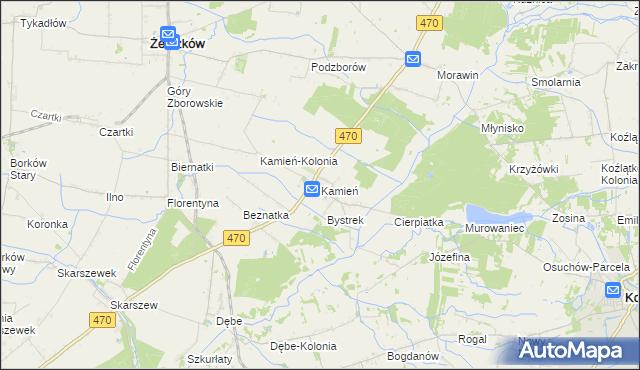 mapa Kamień gmina Ceków-Kolonia, Kamień gmina Ceków-Kolonia na mapie Targeo