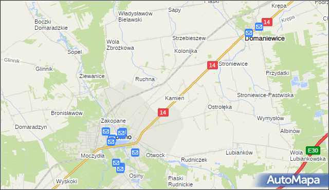 mapa Kamień gmina Głowno, Kamień gmina Głowno na mapie Targeo