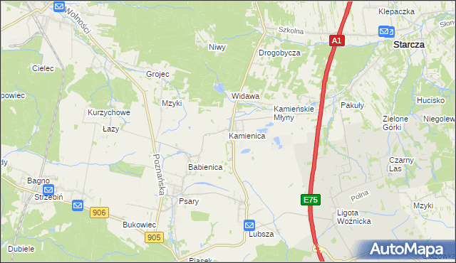 mapa Kamienica gmina Woźniki, Kamienica gmina Woźniki na mapie Targeo