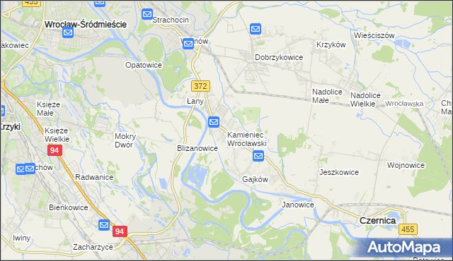 mapa Kamieniec Wrocławski, Kamieniec Wrocławski na mapie Targeo